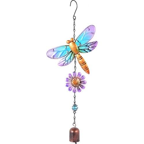 Dragonfly Wind Chimes Outdoor/Indoor Decor Hanging Flower Garden Decoration Crafts Chapel Church Wrought Iron Ornaments