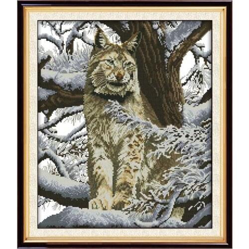 TOP Snow leopard animals counted printed on the canvas 11CT 14CT DIY kit Cross Stitch embroidery needlework Sets home decor