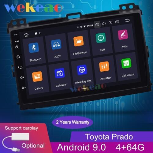 Wekeao Touch Screen 9'' Android 9.0 Car Radio Automotivo For Toyota Prado Android Auto GPS Navigation Car Dvd Player 2002-2009