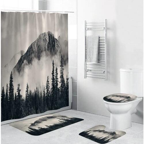 Landscape Mountain Shower Curtain Poetry Bathroom Curtain Frabic Waterprood Polyester Bath Curtain With Hooks Dropshipping