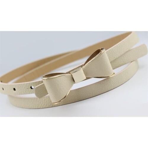 PU Leather Women 2019 Skinny Butterfly Bow Waist Belt Dor Dress Narrow Thin Waistband Hot Sale