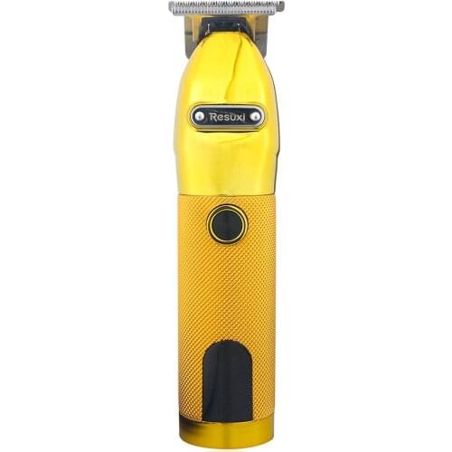 Gold Oil Head Hair Clipper Checkered Non-Slip Electroplated Metal Surface LCD Display Electric Cutting Machine Cordless Trimmer