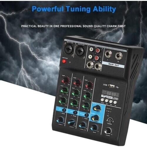 A4 Sound Mixing Console Bluetooth USB Record Computer Delay Playback 48V Audio Channels Phantom 4 Effect Mixer Power Repaea P8O2