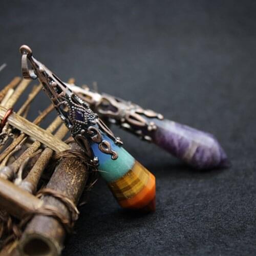 High Quality Natural Rose Amethystss Stone Pendant Healing Crystals Seven Chakra Crystal Necklace 1Pc For Women Fashion Jewelry