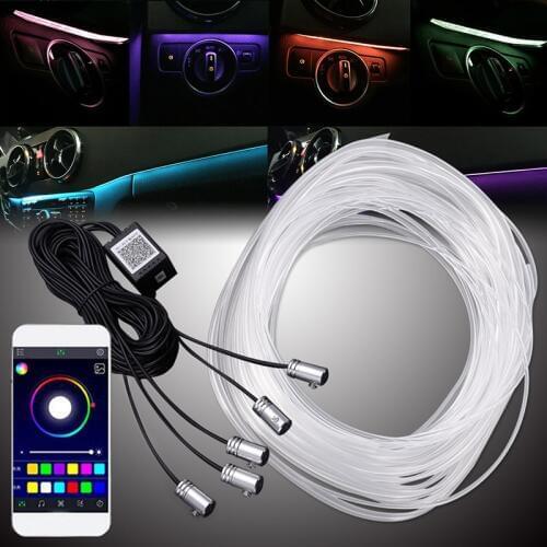 1 light / 4 /5lights RGB car fiber optic atmosphere lamps App Control car Interior light ambient light decorative board door