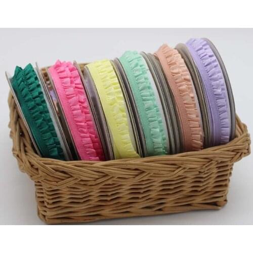 10mm solid single side lace ruffle elastic ribbon DIY shoe hair garment accessories 100yards