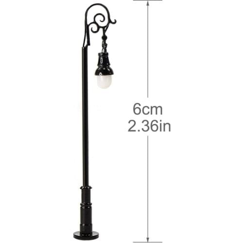 10pcs Model Trains HO TT N Scale Street Lights Vintage Lamp Post 6cm Single Head Warm White LEDs LQS68N