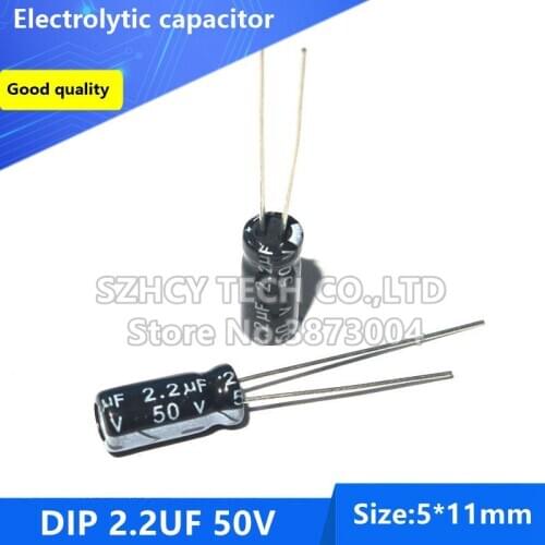 100pcs DIP 2.2UF 50V 5*11 Electrolytic capacitor