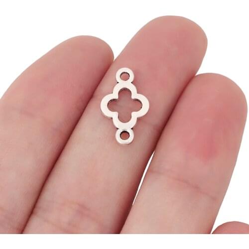 100 x Tibetan Silver Four Leaf Clover Connectors Charms for DIY Necklace Bracelet Jewelry Making Accessories 17x10mm