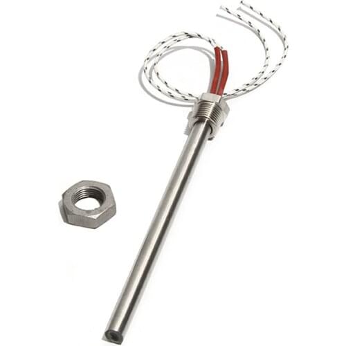 16*200mm Size G1/2 Thread Single-ended Heating Tube 200W/500W/1000W 201 Stainless Steel Cartridge Heater Element with Nut