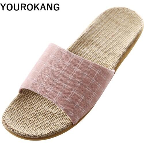2020 Breathable Men Flax Shoes Summer Men Home Slippers Indoor Floor Unisex Couple Bedroom Shoe Flat Linen Bathroom Men Slippers