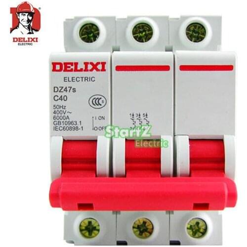40A 3P "C" Curvers 6KA Miniature Circuit Breaker DZ47S DELIXI MCB