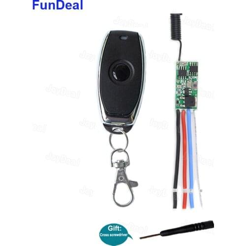 433 MHz Universal Wireless Micro RF Remote Control Switch DC 12V 1CH Relay Receiver + Transmitter Smart Home Office Light Switch
