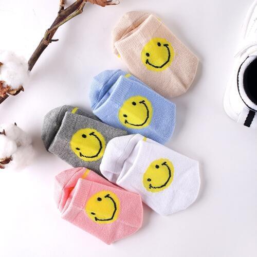 5pair / lot new cotton cute smiley pattern children in the tube socks Boys and girls socks spring and autumn baby socks HS665