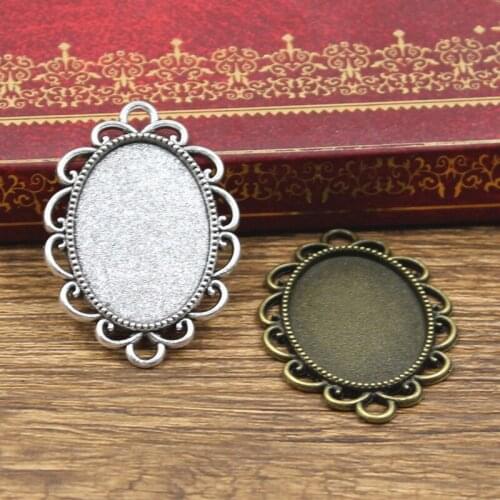 5pcs Cabochon Base Fit Setting Fashion 25x18mm Inner Size Antique Bronze Silver Color Oval Style DIY Jewelry Making Findings