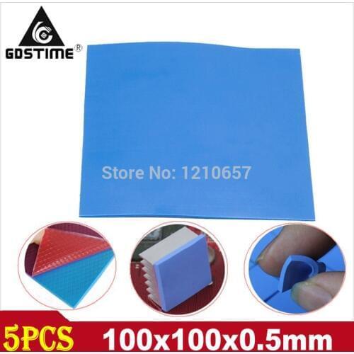 5 Pieces Lot Blue 100 x 100 x 0.5mm Silicon Heatsink Cooling Conductive GPU CPU Thermal Pad
