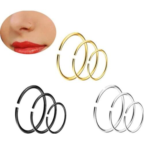 9pcs/set Stainless Steel Nose Rings C-Shape Nose Hoops For Men Women Nose Nail Lip Ring Earrings Universal