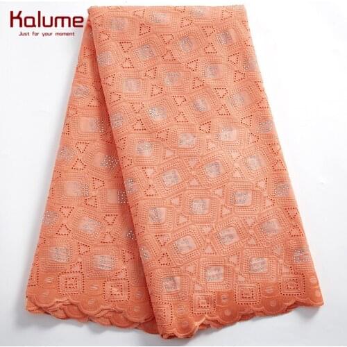 Kalume African Cotton Lace Fabric 2021 High Quality Nigerian Lace Fabric Stones Swiss Voile In Switzerland For Dress Robes F2440