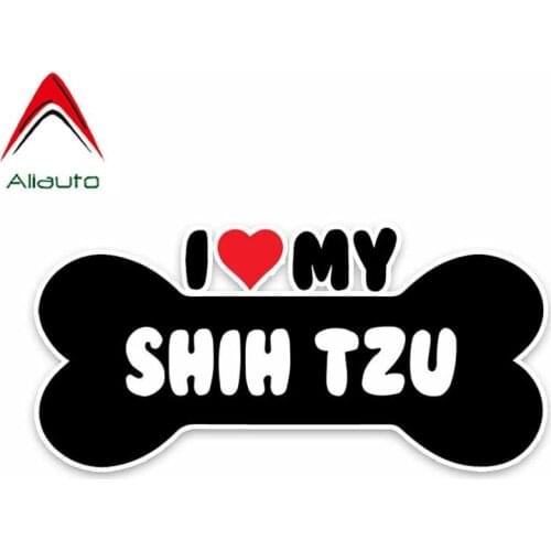 Aliauto Personality Creative Car Sticker I Heart My Shih Tzu Dog Bone PVC Waterproof Sunscreen Decals Accessories,15cm*7cm
