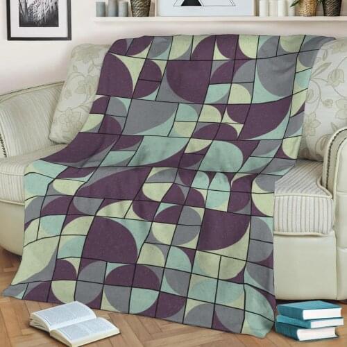Abstract Geometric Pattern 3D Printed Velvet Plush Throw Fleece Blanket Bedspread Sherpa Blanket Home Decora