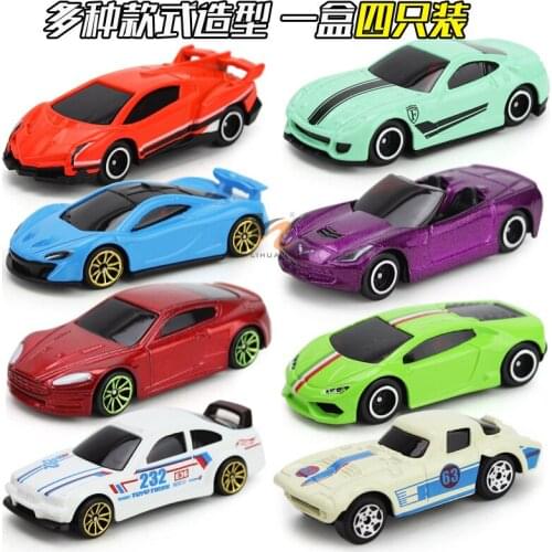 Free Shipping children toy die-cast plastic protable super car model 1:64 slide 4pcs mini car sets in box best gift for boys