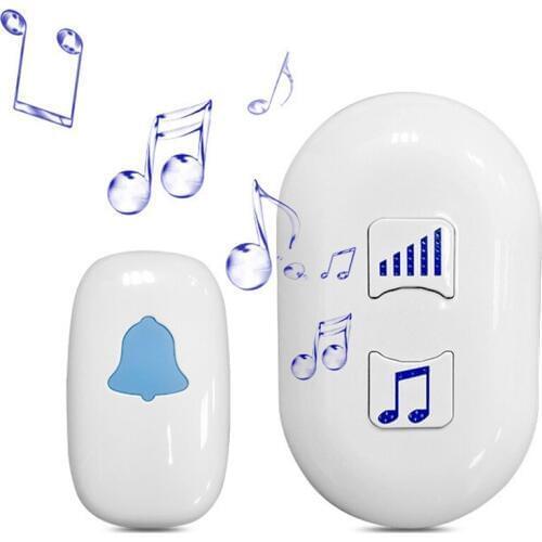 2 Pcs Wireless LED Doorbell with Remote Control 35 Tunes White Home Security Use Smart Door Bell