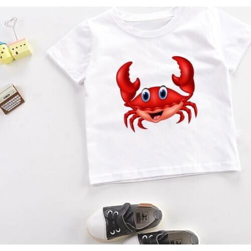 Retro Girls T Shirt Baby O-neck Casual Design Girl Top Cartoon Pirate Octopus Novelty Crayfish Kids Tshirt Lovely T-shirt Boys