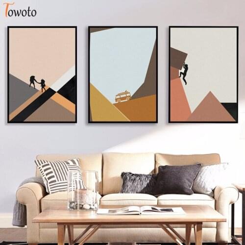 Travel Explorer Canvas Painting Climbing Print Mountain Hike Poster Bus Trip Wall Art Decorative Wall Pictures for Living Room