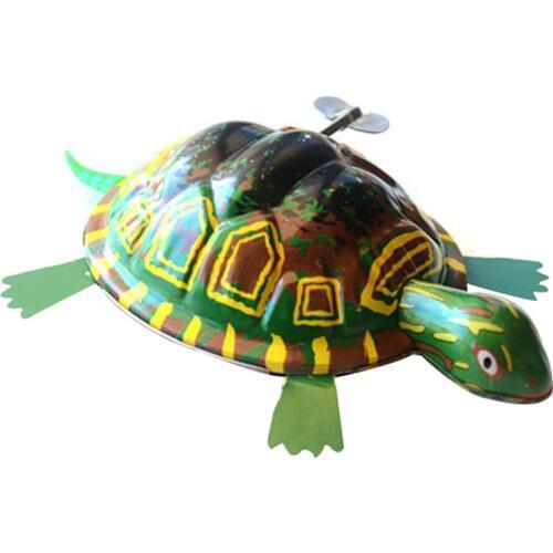 Classic Green Iron Moving Tortoise Wind up Clockwork Toys Kids Hobby Education Collectible Gift Random Color