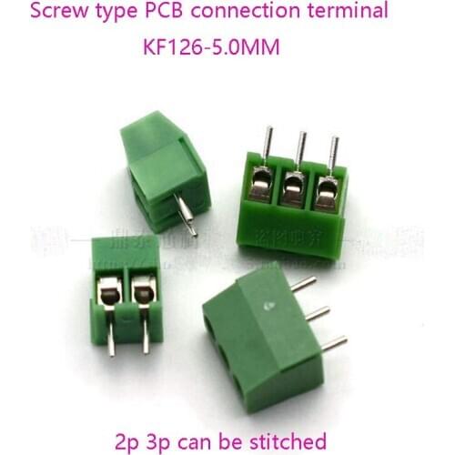 10pcs/lot Screw type PCB terminal block MG/KF/GZ 126-5.0MM Copper environmental protection (copper buckle) 2P/3P green