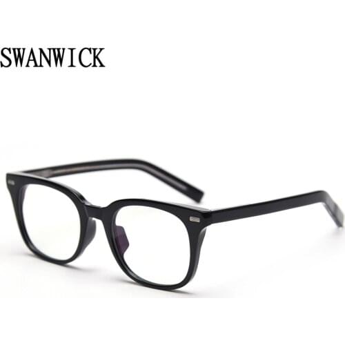 Swanwick retro square glasses woman glasses optical frames anti blue light Mens eyeglasses frame black transparent high quality