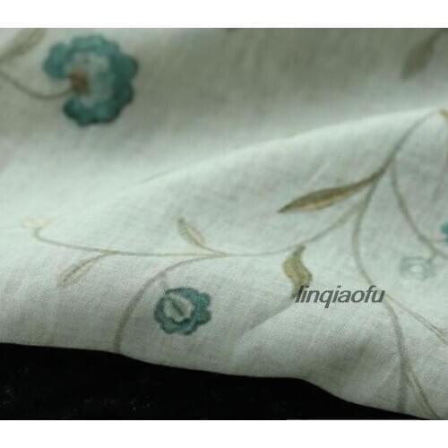 Summer clear high-grade printed ramie cotton fabric
