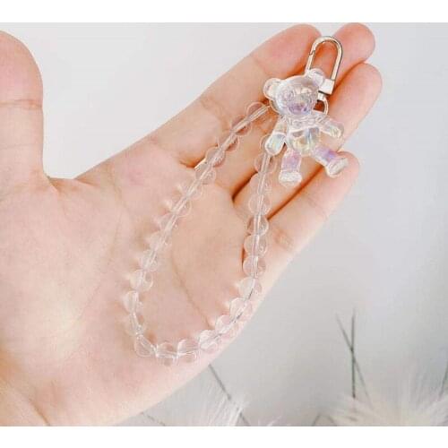 Cute Gradual Change Bear Keychain Kawaii Airpods Key Chain Accessories Pendant For Clothes Backpack Keyring Phone Charm