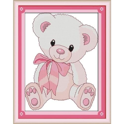 Little Bear Doll Patterns Cross Stitch Kits DMC14CT 11CT Count Canvas Stitching Embroidery Handmade Needlework for Gift