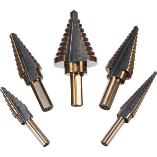 Fixmee 5pcs Triangle Shank Imperial Pagoda Step Drill Set