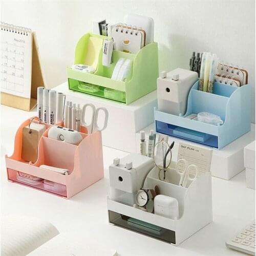 Desktop Storage Box Drawer Home Office Storage Plastic Pen Holder Student Stationery Organizer Makeup Organizer Creative Gift