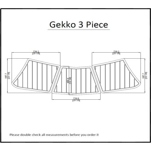 Gekko 3 Piece Swim Platform Pad Boat EVA Teak Decking 1/4" 6mm