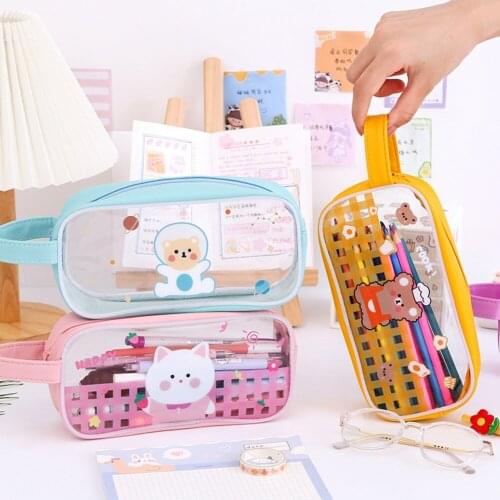 1 Pcs Girl Clear Cosmetic Bag PVC Transparent Makeup Bag for Women Waterproof Zipper Beauty Case Travel Toiletry Bags