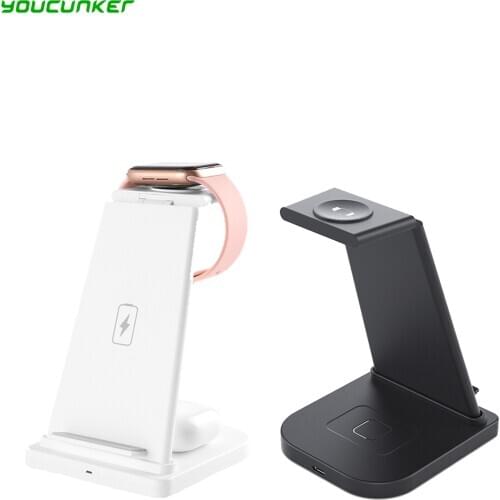 Qi 15W Fast Charge 3 In 1 Wireless Charger Station Dock Folding Stand For iPhone 11 XS XR X 8 Apple Watch SE 6 5 4 3 Airpods Pro