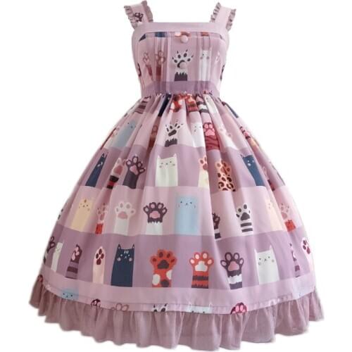Pink Lolita Dress Cat-pads Chiffon Lolita JSK Dress Girls Day Dress