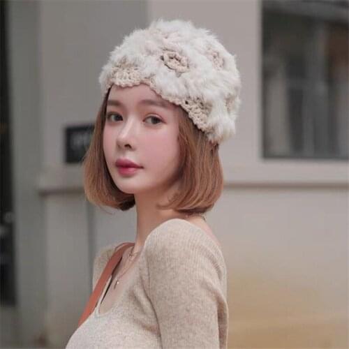 Winter Thicken Warm Faux Rabbit Fur Hat Russian Outdoor Ski Cap Fashion Soft Comfortable Women Casual Pure Color Beanies Gift