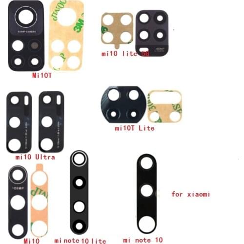 10pcs Rear Back Camera Glass Lens Cover For Xiaomi Mi 10 10T Pro Lite Ultra mi 11 Note 10 With Ahesive Sticker