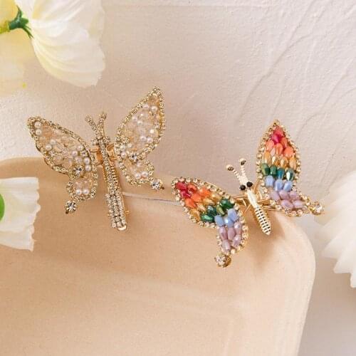 Butterfly Hairpin Heandband Crab Women Crystal Vintage Rhinestones Crystal Butterfly Clip Shiny Rhinestone Bow Clips Hair Access