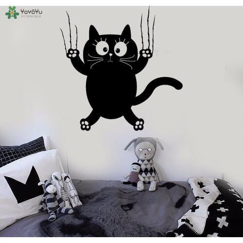 YOYOYU Vinyl Wall Decal Cute Scratches Cartoon Kitten Animal Interior Kids Room Small Object Decoration Stickers FD269