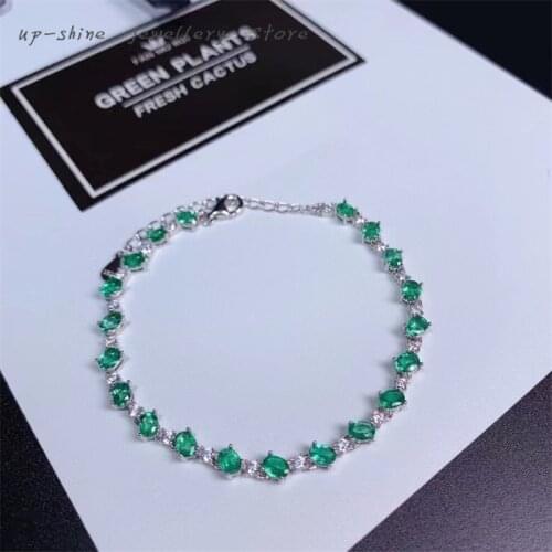 New Natural Emerald Bracelet 925 Silver Ladies Bracelet Luxury Elegant Fashion Trend