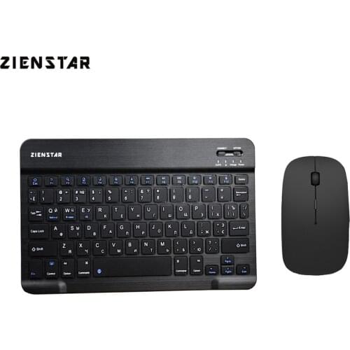 Zienstar Russian Wireless Keyboard Mouse Combo Bluetooth 3.0 for IPAD MACBOOK LAPTOP TV BOX PC Tablet with Rechargeable Battery