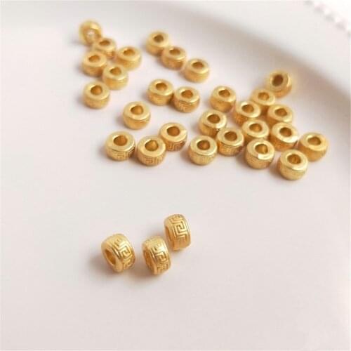 Dumb jinsha gold color back beads drum beads wheel beads handmade diy first jewelry bracelet loose beads accessories