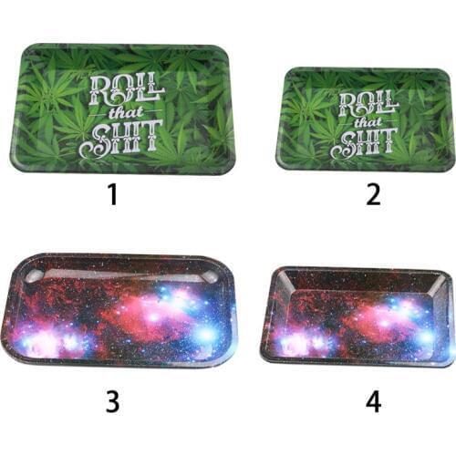 Roll That Shit Letter Printed Tinplate Metal Rolling Tray HD Pattern Printed Tobacco Holder Accessories metal rolling tray