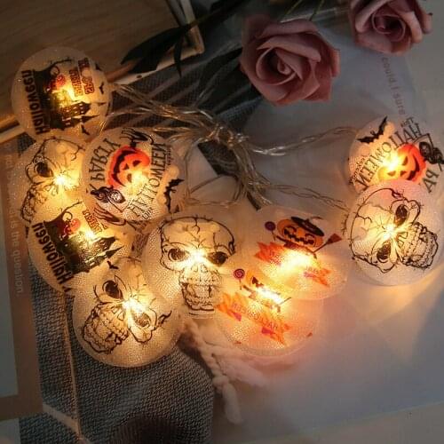 10/20/40 LED Halloween Pumpkin Spider Bat Skeleton String Light DIY Hanging Horror Halloween Decoration Family Party Supplies
