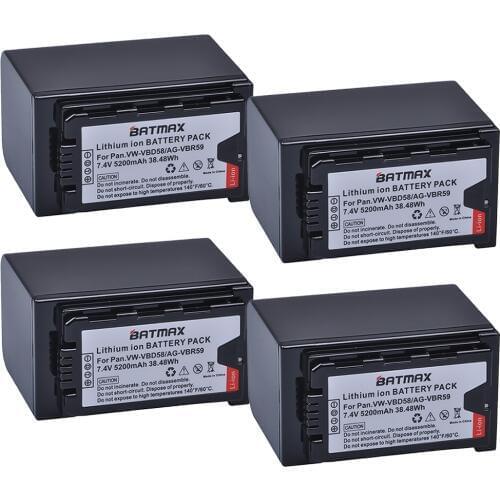 4Pcs VW-VBD58 VBD29 VBD58 VBD78 Battery for Panasonic AJ-HPX260MC,HPX265MC,PX270,PX280MC,PX285MC,PX298,AG-FC100,DVX200,MDH2